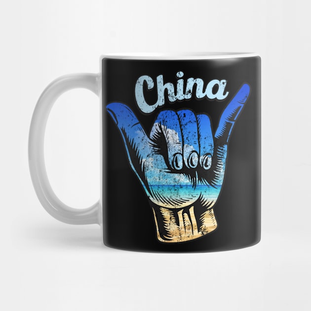 China shaka hand. China surfing . Perfect present for mother dad friend him or her by SerenityByAlex